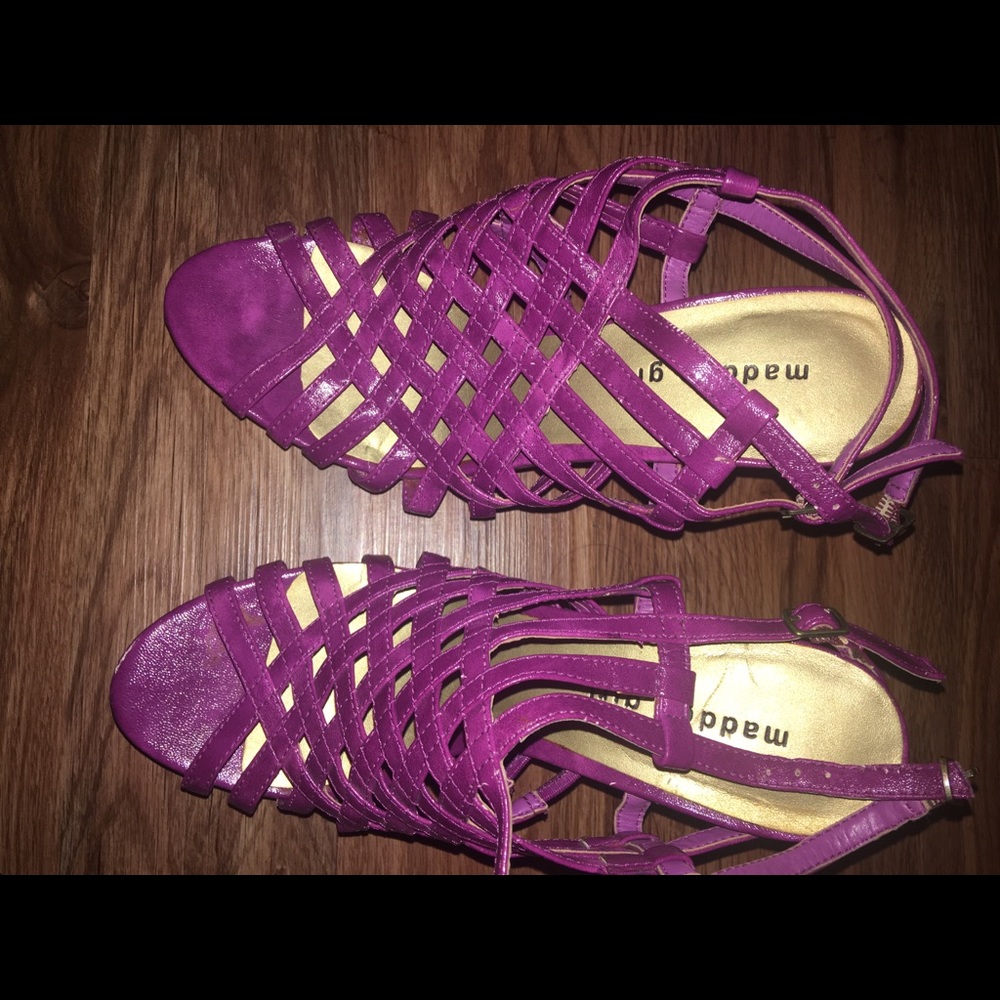 Madden Girl Deep pink strappy heels.